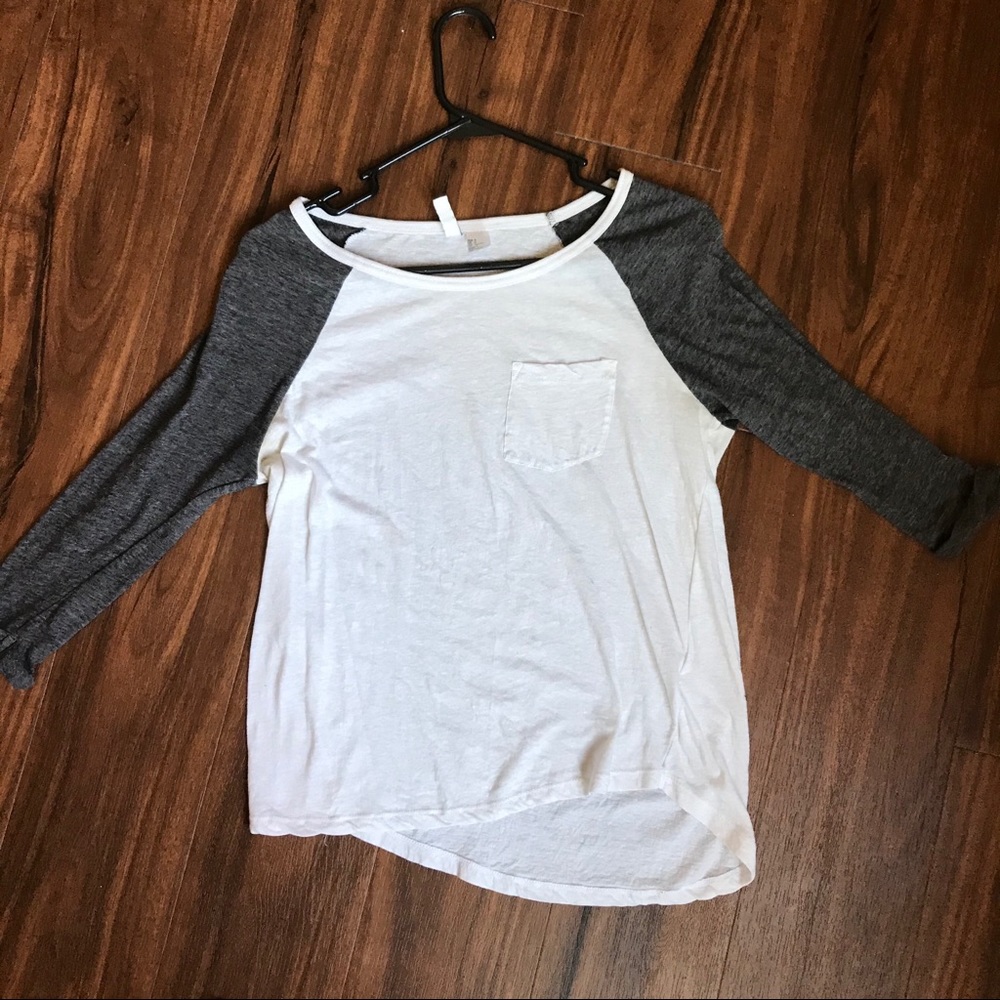 Gray and White H&M Baseball Tee
